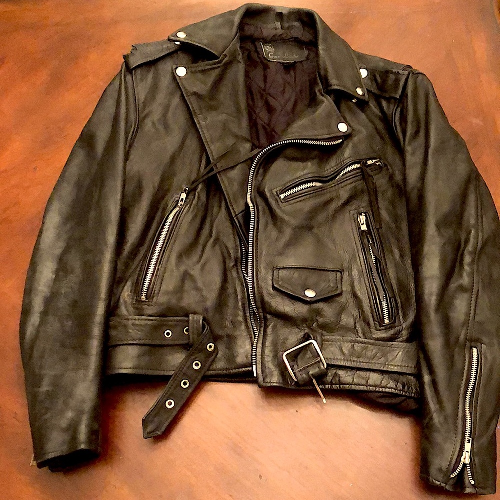 Leather motorcycle jacket